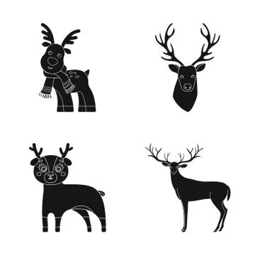 Vector illustration of elk and head icon. Collection of elk and stag vector icon Stock Illustration