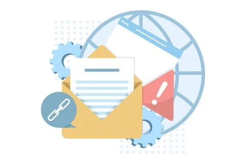 Vector illustration of email fraud detection with phishing link monitoring イラスト素材