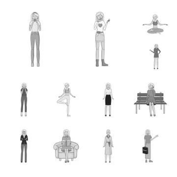 Vector illustration of emotions and female symbol. Set of emotions and body Illustrazione stock