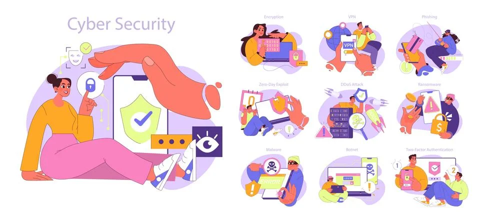 Vector illustration emphasizing cyber security Stock Illustration