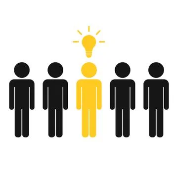 Vector illustration of employee with Idea bulb. Isolated. Stock Illustration