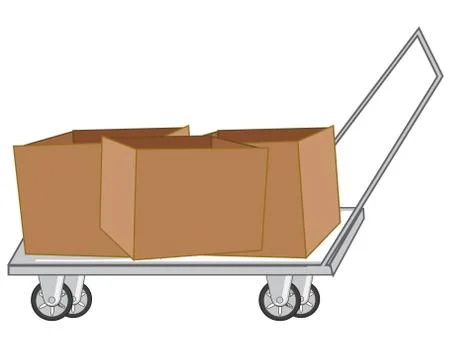 Vector illustration empty cardboard box on pushcart Illustrazione stock