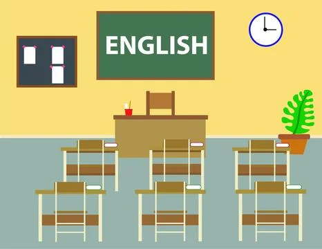 Vector illustration of empty classroom. Stock Illustration