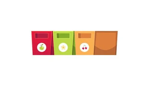 Vector illustration of empty colorful boxes with holes for handles on isolated Stock Illustration