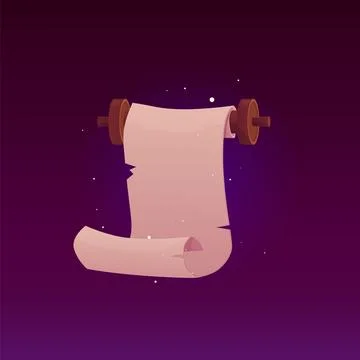 Vector illustration of an empty old scroll with magical glowing particles a.. Stock Illustration