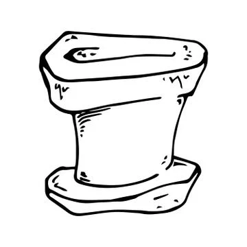 Vector illustration of a empty pot for plants. Hand drawn empty pot for home  Stock Illustration