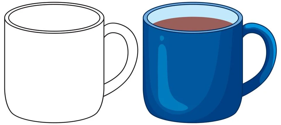 Vector Illustration of Empty White Mug and Blue Coffee Mug Stock Illustration