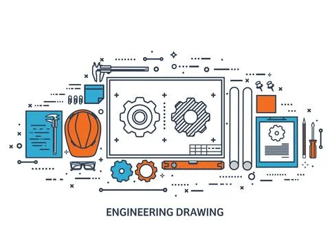 Vector illustration. Engineering and architecture. Drawing, construction Stock Illustration