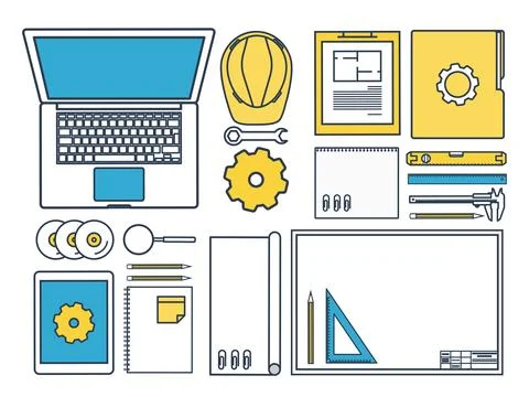 Vector illustration. Engineering and architecture. Drawing, construction Stock Illustration