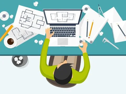 Vector illustration. Engineering and architecture. Drawing, construction Illustrazione stock