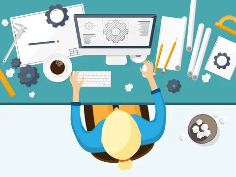 Vector illustration. Engineering and architecture. Drawing, construction Stockillustratie