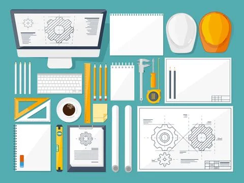 Vector illustration. Engineering and architecture. Drawing, construction Stock Illustration