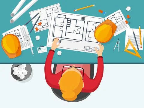 Vector illustration. Engineering and architecture. Drawing, construction Stock Illustration
