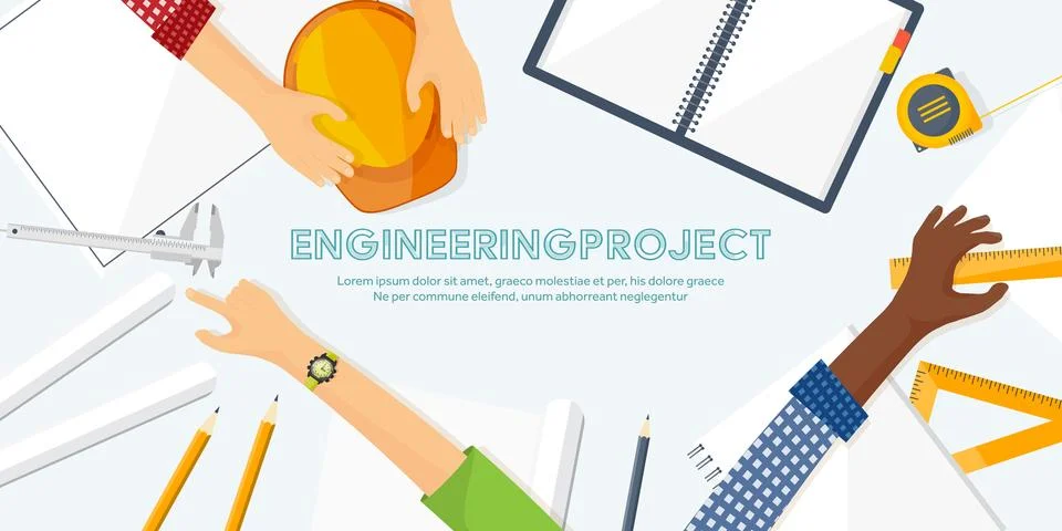 Vector illustration. Engineering and architecture. Drawing, construction Stock Illustration