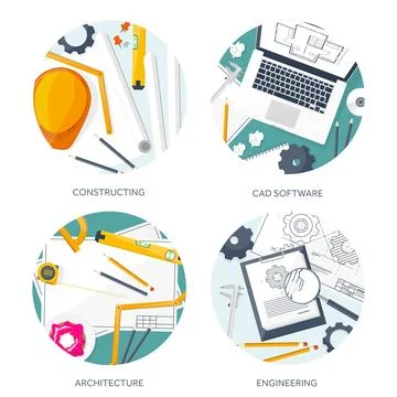 Vector illustration. Engineering and architecture. Drawing, construction Stock Illustration