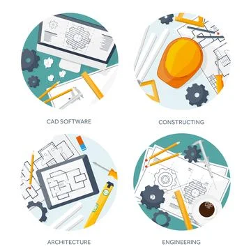Vector illustration. Engineering and architecture. Drawing, construction Stock Illustration