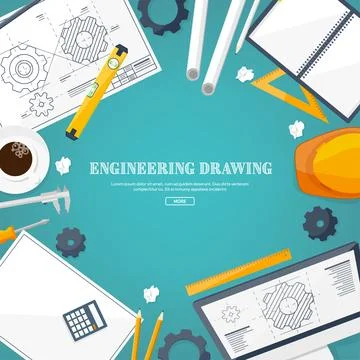 Vector illustration. Engineering and architecture. Drawing, construction 스톡 일러스트