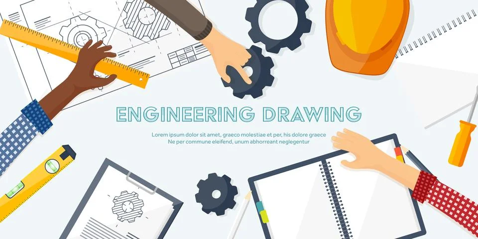 Vector illustration. Engineering and architecture. Drawing, construction Stock Illustration