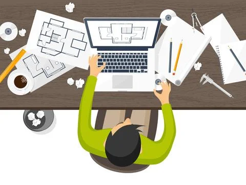 Vector illustration. Engineering and architecture. Drawing, construction Stock Illustration