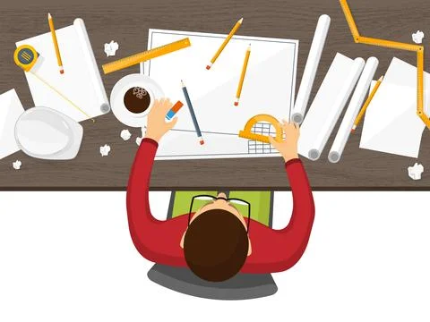 Vector illustration. Engineering and architecture. Drawing, construction Stock Illustration