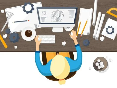 Vector illustration. Engineering and architecture. Drawing, construction Stock Illustration