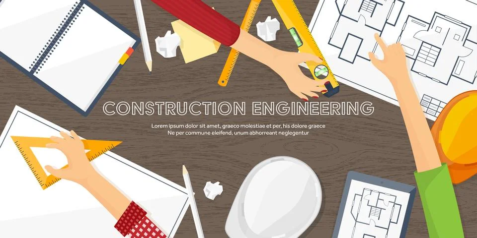 Vector illustration. Engineering and architecture. Drawing, construction Stock Illustration