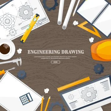 Vector illustration. Engineering and architecture. Drawing, construction Stockillustratie
