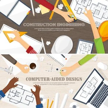 Vector illustration. Engineering and architecture. Drawing, construction Stock Illustration
