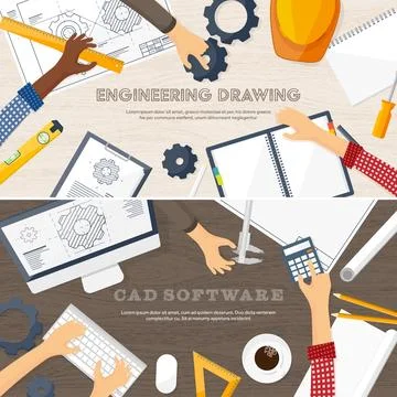 Vector illustration. Engineering and architecture. Drawing, construction Stock Illustration