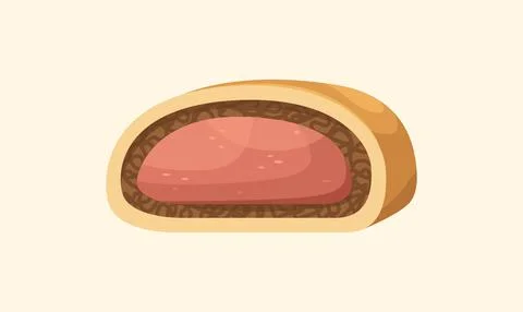 Vector illustration of an English dish - beef Wellington. Kitchen for New Yea Stock Illustration