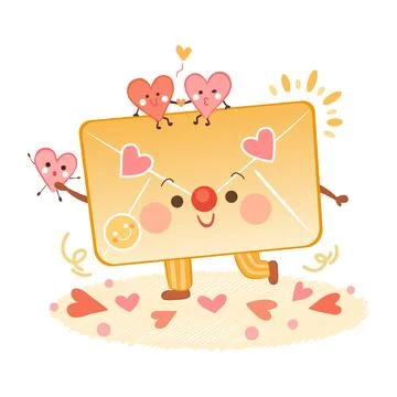 Vector illustration of an envelope and a red heart. Design for Valentine's Day Stock Illustration