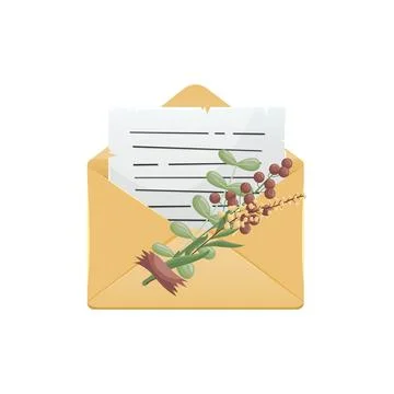 Vector illustration of an envelope with a letter decorated with a bouquet of  Stock-Illustration