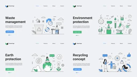 A Vector Illustration of an Environmental Protection and Waste Management Web Illustrazione stock