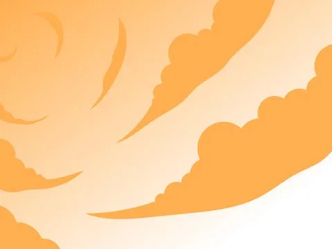Vector illustration of an evening sky with orange cartoon clouds Stock Illustration