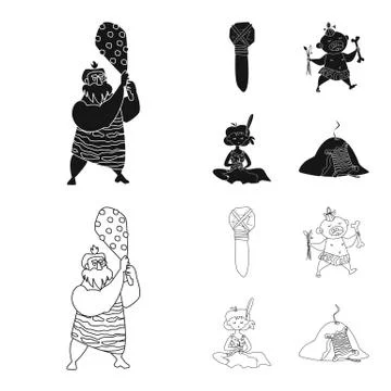 Vector illustration of evolution and prehistory symbol. Set of evolution and Stock Illustration