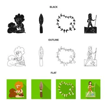Vector illustration of evolution and prehistory icon. Set of evolution and Stock Illustration