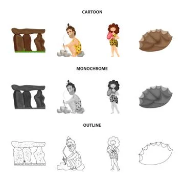 Vector illustration of evolution and prehistory logo. Collection of evolution Stock Illustration