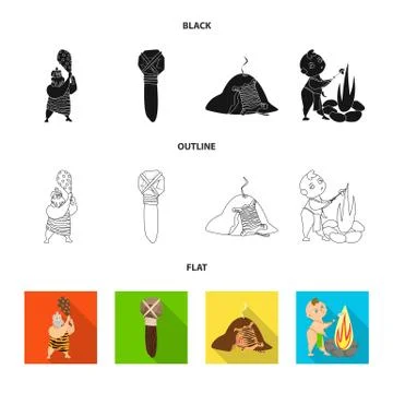 Vector illustration of evolution and prehistory symbol. Set of evolution and Stock Illustration