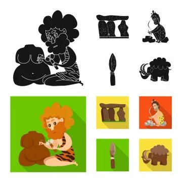 Vector illustration of evolution and prehistory logo. Collection of evolution Stock Illustration