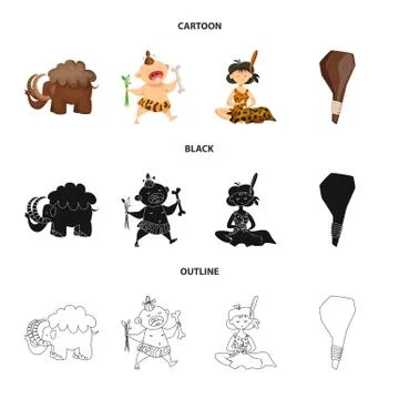 Vector illustration of evolution and prehistory logo. Collection of evolution Stock Illustration