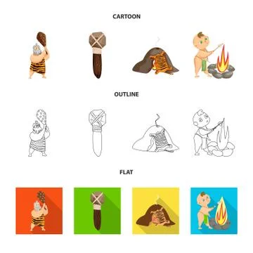 Vector illustration of evolution and prehistory logo. Collection of evolution Stock Illustration