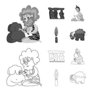 Vector illustration of evolution and prehistory logo. Collection of evolution Stock Illustration