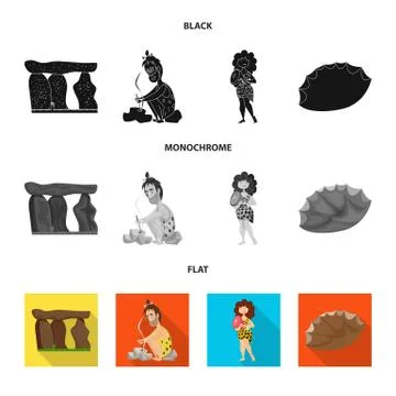 Vector illustration of evolution and prehistory sign. Set of evolution and Stock Illustration