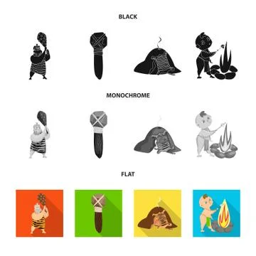 Vector illustration of evolution and prehistory logo. Set of evolution and Stock Illustration