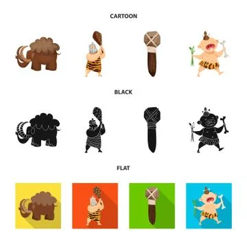 Vector illustration of evolution and prehistory logo. Set of evolution and Stock Illustration