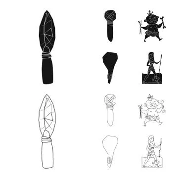 Vector illustration of evolution and prehistory logo. Set of evolution and Stock Illustration