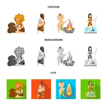 Vector illustration of evolution and prehistory logo. Set of evolution and Stock Illustration