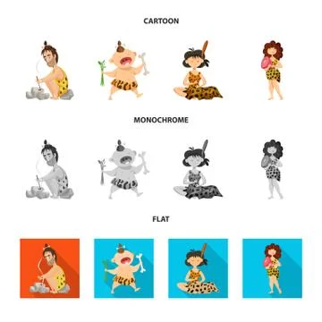 Vector illustration of evolution and prehistory symbol. Set of evolution and Stock Illustration