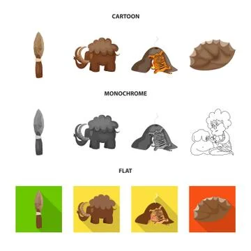 Vector illustration of evolution and prehistory logo. Set of evolution and Stock Illustration