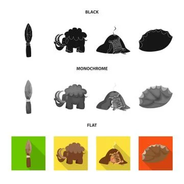 Vector illustration of evolution and prehistory logo. Collection of evolution Stock Illustration